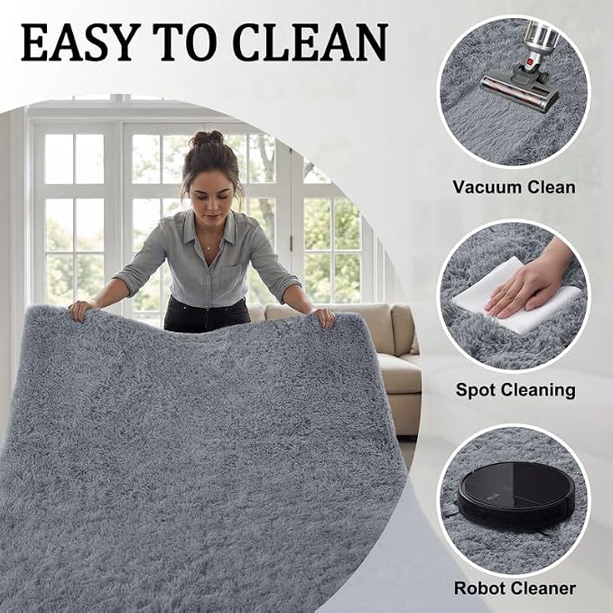 8x10 Area Rugs for Living Room Bedroom: Soft Fluffy Shag Rug Upgrade Non-Slip - Image 5