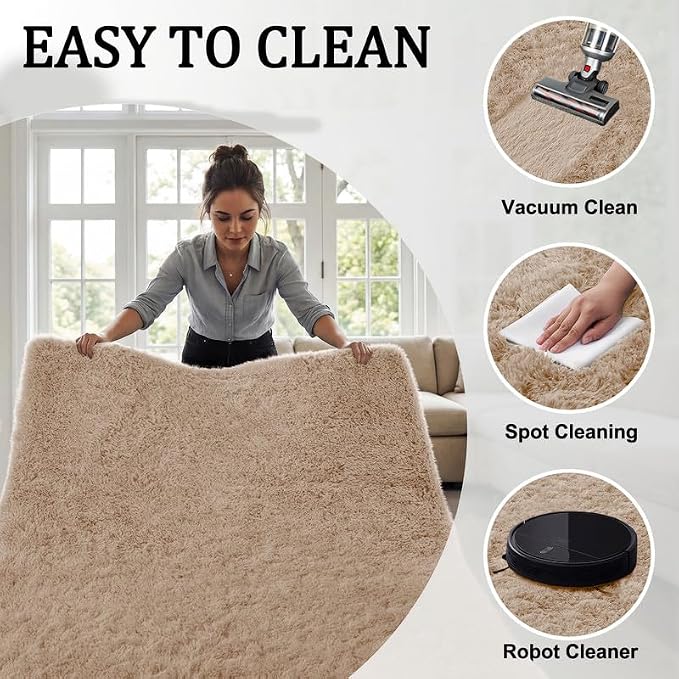 Area Rug for Living Room Bedroom: 4x6 Soft Fluffy Shag Rugs Upgrade Non-Slip - Image 7