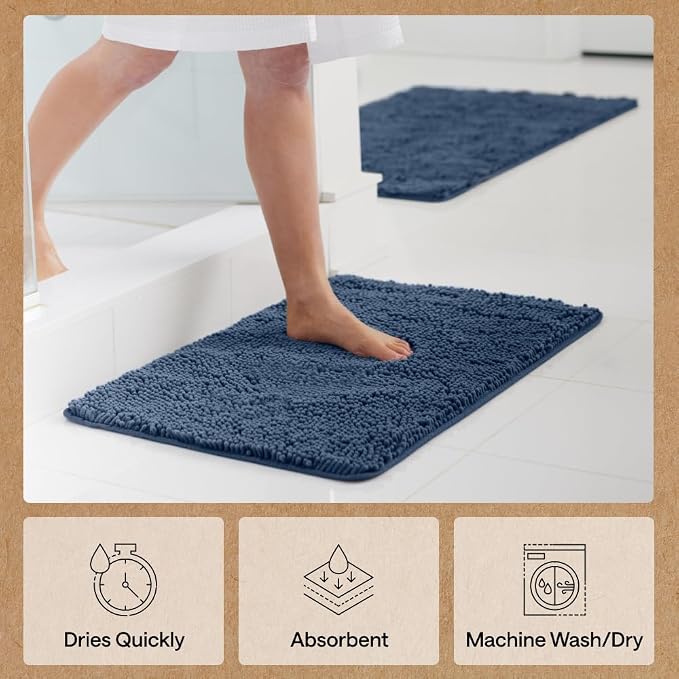 GORILLA GRIP Bath Rug Mat 48x17, Thick Soft Absorbent Chenille, Quick Dry - Image 7