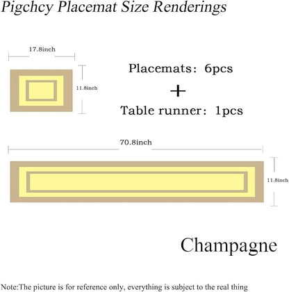 PIGCHCY Placemats with Matching Table Runner, Heat Resistant Vinyl Woven - Image 2
