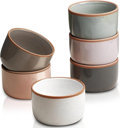 Morandi Color Ramekins Set of 6, 6 oz Creme Brulee Ramekin Oven Safe, Porcelain by Gencywe