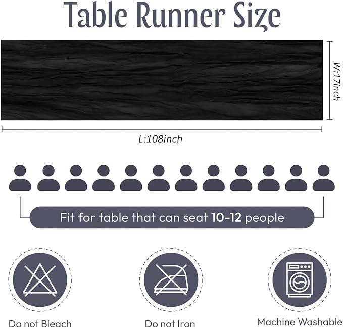 25 Pack Black Cheesecloth Table Runner 17 x 108 Inch Gauze TableRunner Fabric - Image 2