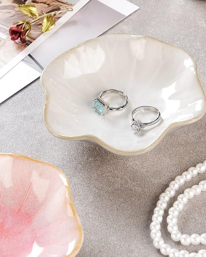 JAMEND CLXP 2PCS White Lotus Leaf Shape Ring Holder Dish, Small Key Bowl - Image 5