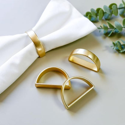 Stainless Steel Golden Napkin Rings Set of 12, Modernist Napkin Ring Holder - Image 5