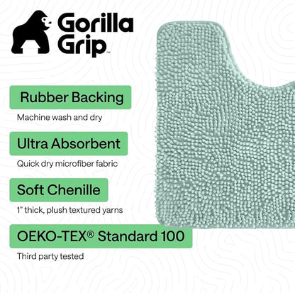 GORILLA GRIP Plush Absorbent Shaggy Chenille Bath Rug Mat - Image 3