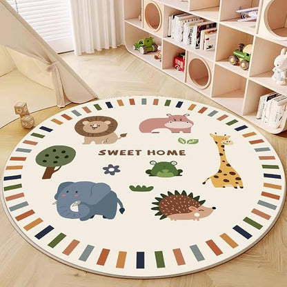 Poowe Kids Play Mat Baby Nursery Rug Round Educational Alphabet Soft Area Rug by Poowe