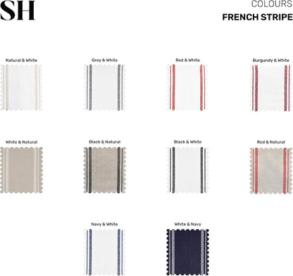 Solino Home 100% Pure Linen Table Runner, 14 x 108 in, French Stripe | Table - Image 8