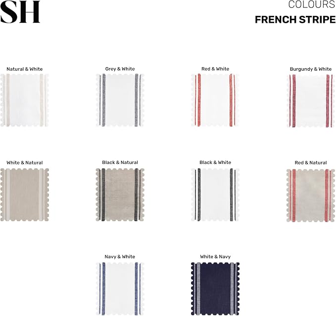 Solino Home 100% Linen Table Runner, 14 x 90 in, Burgundy and White Striped | - Image 8