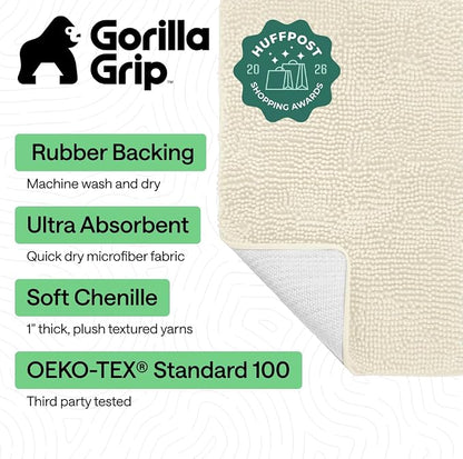 GORILLA GRIP Bath Rug Mat 30x20, Thick Soft Absorbent Chenille, Quick Dry - Image 2