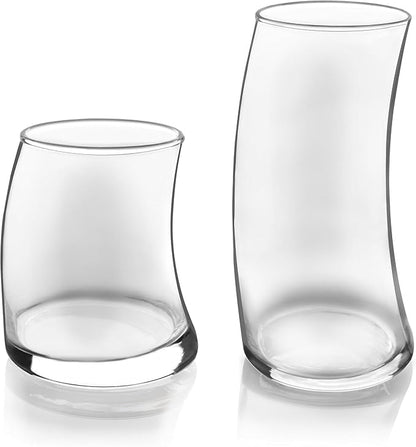 Libbey Swerve Drinking Glasses Set of 16, Chip-Resistant Tumbler and Rocks - Image 7