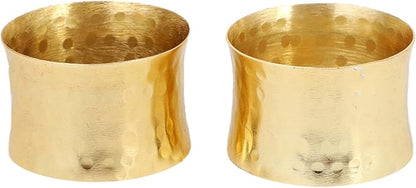 ITOS365 Gold Napkin Rings Set of 12, Handmade Hammered Metal Napkin Ring Holders - Image 2