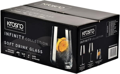Krosno Infinity Drinking Glasses Set of 6 – 16.6 oz Water Juice Glasses - Image 8