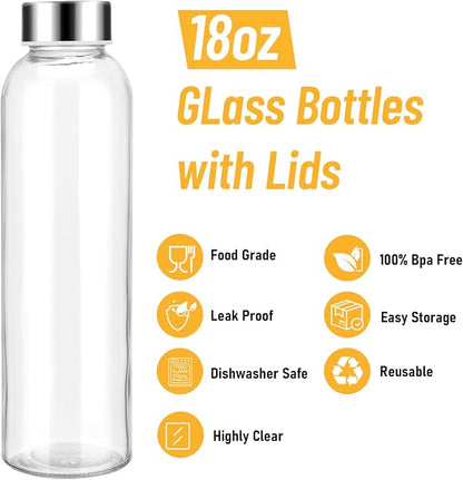 Sursip 18oz Glass Water Bottle Set of 6 - Image 3