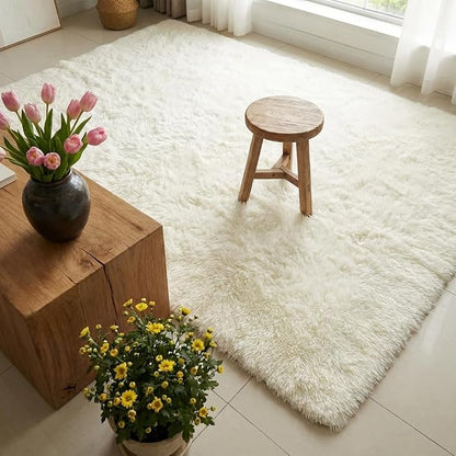 Mugorn 3x5 Rugs for Bedroom, Large Fluffy Cream White Area Rugs for Living Room - Image 8