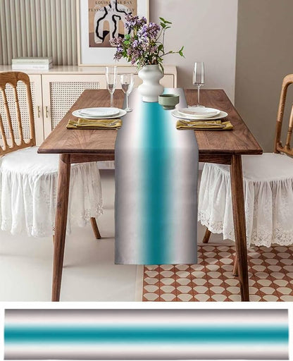 Turquoise Gray Ombre Table Runners 108 Inches Long, Farmhouse Teal Gradient - Image 6