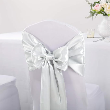 5-Pack Satin Table Runner Silver 12 x 108 inches Long, Table Runners - Image 7