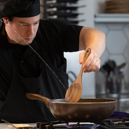 Large Teak Wood Spoon for Cooking, 13-Inch Teak Wooden Salad Sever, Natural - Image 2