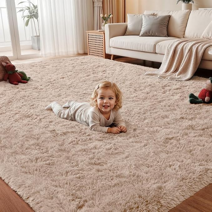 Area Rug for Living Room Bedroom: 4x6 Soft Fluffy Shag Rugs Upgrade Non-Slip by EXPEDIX