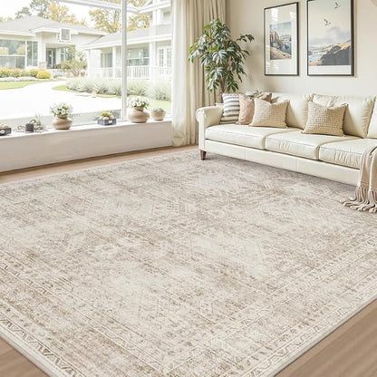 Area Rugs 9x12 Living Room: Vintage Boho Neutral Washable Rug Indoor Soft Large - Image 9