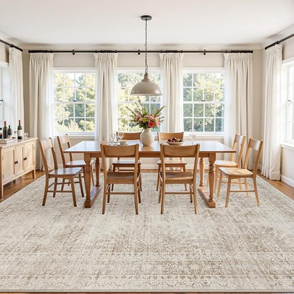 Area Rugs 9x12 Living Room: Vintage Boho Neutral Washable Rug Indoor Soft Large - Image 3