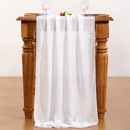 White Chiffon Table Runner Summer Boho Wedding Birthday Party Decor | 10ft - Image 5