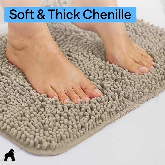 GORILLA GRIP Bath Rug Mat 44x26, Thick Absorbent Chenille, Quick Dry Microfiber - Image 4