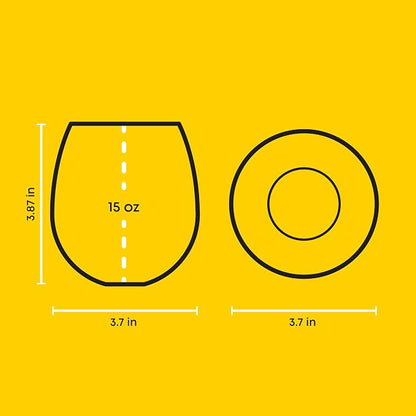 JoyJolt Hue Stemless Wine Glass Set, Large 15 oz Stemless Wine Glasses Set of 6 - Image 2