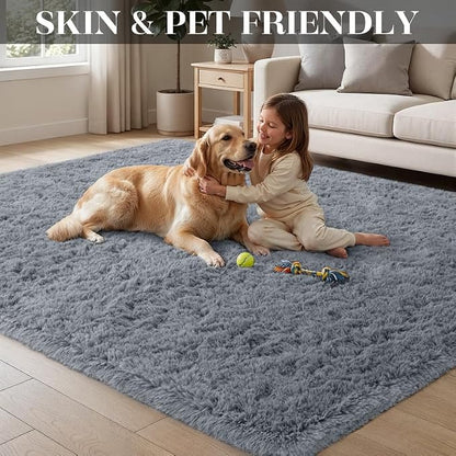 Area Rug for Living Room Bedroom: 5x7 Soft Fluffy Shag Rugs Upgrade Non-Slip - Image 3