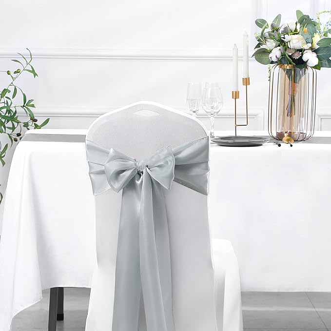 SiinvdaBZX 4 Pcs Silver Satin Table Runner 12 x 108 inches Long | Bright Smooth - Image 7