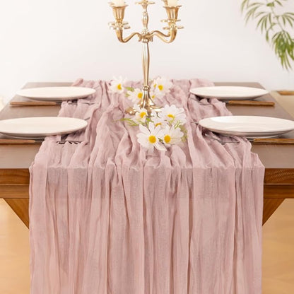 Cheesecloth Table Runner Summer Boho Wedding Birthday Party Home Decor | Pink - Image 5