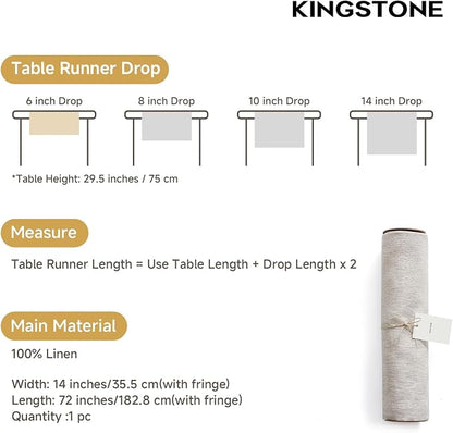 100% French Linen Table Runner 72", 210GSM Heavyweight Artisanry, Crease-Free - Image 6