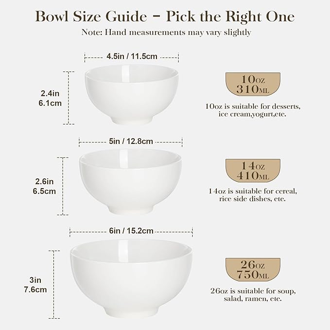 MALACASA 26 Oz White Ceramic Soup Bowls of 4, Cereal Bowls - Image 8