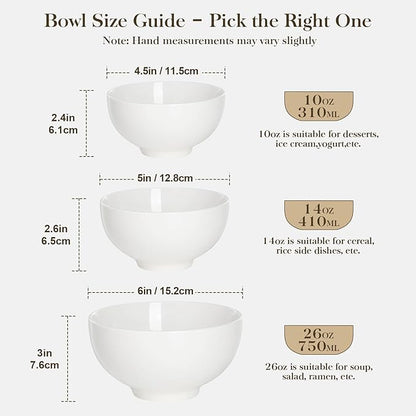 MALACASA 26 Oz White Ceramic Soup Bowls of 4, Cereal Bowls - Image 8