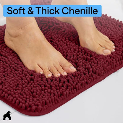 GORILLA GRIP Bath Rug Mat 48x17, Soft Absorbent Chenille, Quick Dry Microfiber - Image 4