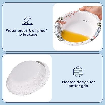 160 Count Paper Bowls 20 oz Soak Proof and Cut Proof Microwave Safe Heavy Duty - Image 2