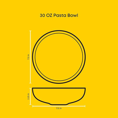 JoyJolt Mesa 30oz Stoneware Pasta Bowls Set of 4, Salad and Serving Bowl - Image 4