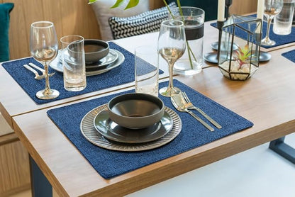 Faux Cotton Linen Placemats Set of 8, Cloth Washable Farmhouse Dining Table Mats - Image 9