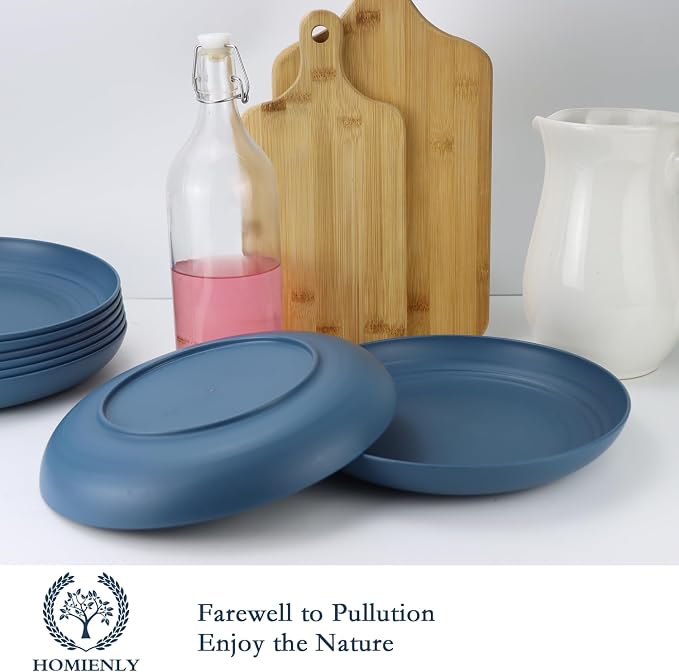 Dinner Plates Set, Alternative to Plastic Plates, Wheat Straw Plate Set of 8 - Image 4