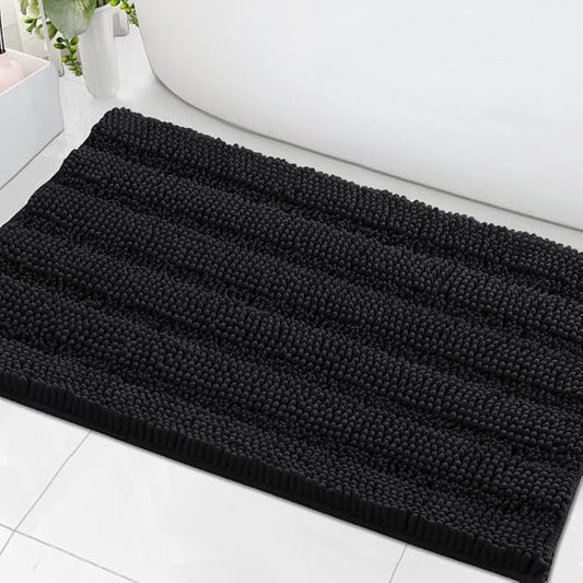 H.VERSAILTEX Bath Mats for Bathroom Non Slip Extra Thick Chenille Striped Bath by HVERSAILTEX