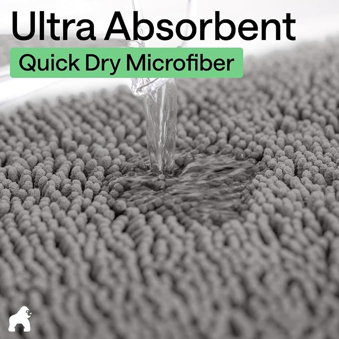 GORILLA GRIP Bath Rug Mat, Thick Soft Absorbent Chenille, Quick Dry Microfiber - Image 5