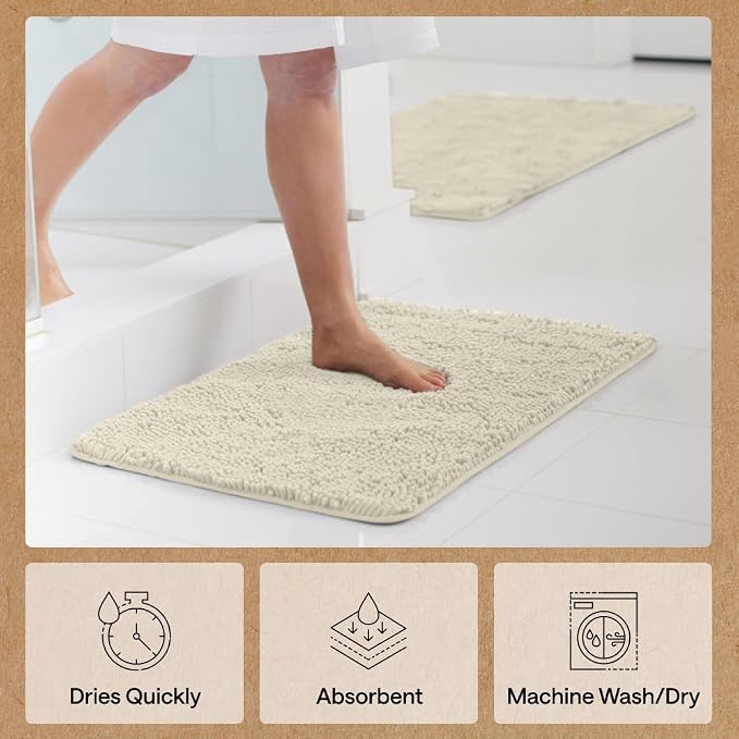 GORILLA GRIP Bath Rug Mat 36x24, Thick Absorbent Chenille, Quick Dry Microfiber - Image 7