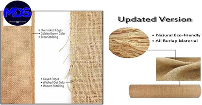 MDS® Pack of 10 Natural Burlap Table Runner, 12 x 108 Inch, Jute Vintage Rustic - Image 5