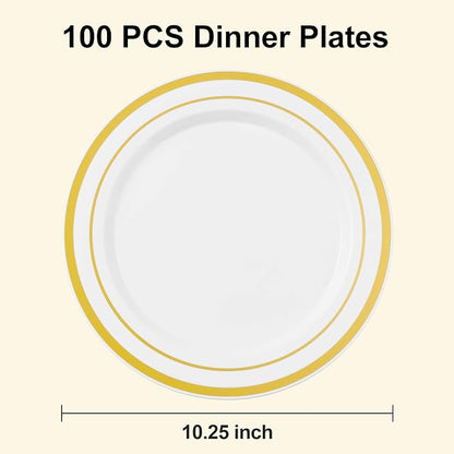 BESTSTAR 100PCS White Plastic Plates - Image 2