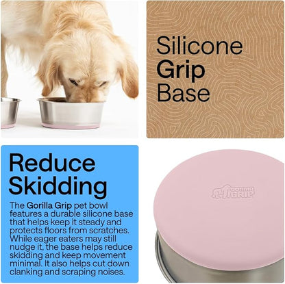 GORILLA GRIP Dog Bowls, Food Grade 304 Stainless Steel, Holds 8 Cups Each Food - Image 3