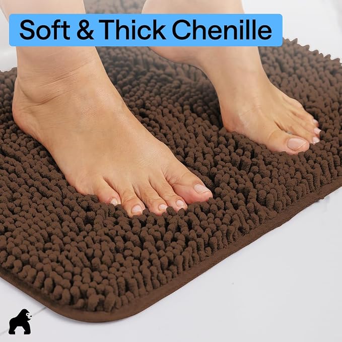 GORILLA GRIP Bath Rug Mat 30x20, Thick Soft Absorbent Chenille, Quick Dry - Image 4
