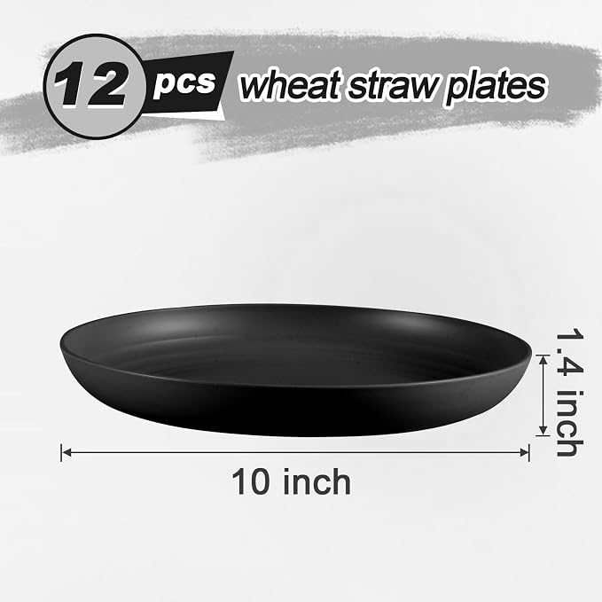 HEYCOME 12 Pcs Unbreakable Deep Dinner Plates Set, 10 inch Reusable Plastic - Image 2