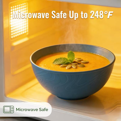 40 OZ Wheat Straw Bowls sets of 8, Anti-Scald Large Ramen Bowls - Image 4