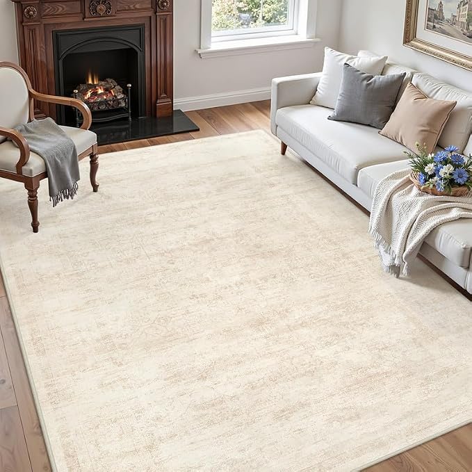 3x5 Area Rugs for Living Room: Vintage Boho Neutral Washable Rug Indoor Soft - Image 3