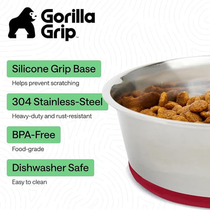 GORILLA GRIP Dog Bowls, Food Grade 304 Stainless Steel, Holds 8 Cups Each Food - Image 2