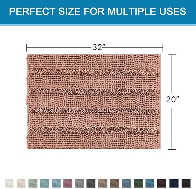 H.VERSAILTEX Bath Rugs for Bathroom Non Slip Bath Mats Extra Thick Chenille - Image 2